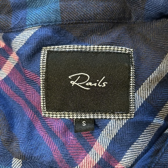 RAILS Sun Navy Blue Pink White Flannel Button Down Shirt Sz S - Picture 8 of 13
